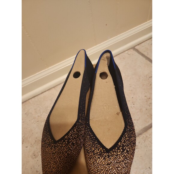 Rothy's "The Point" Flats in "Midnight Metallic" Dark Blue & Rose Gold Size 10.5 - Picture 4 of 11